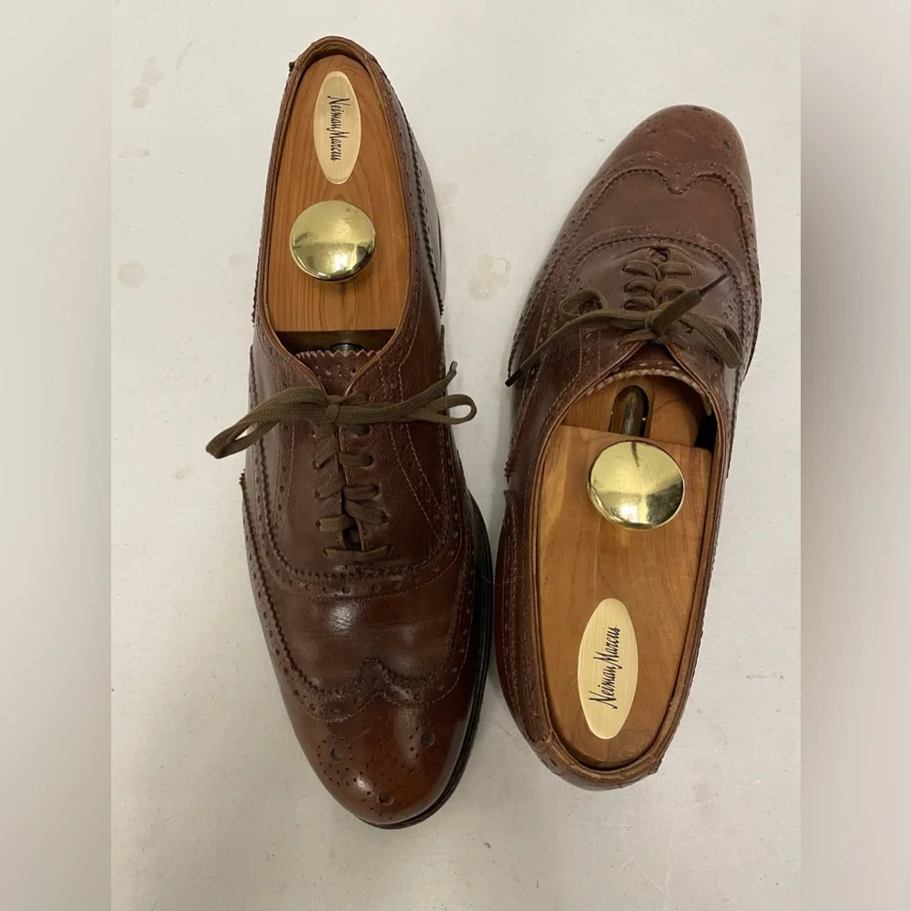 Cole Haan Made in England Vintage Hand Lasted Wingtip Oxfords in Brown UK‎ 9